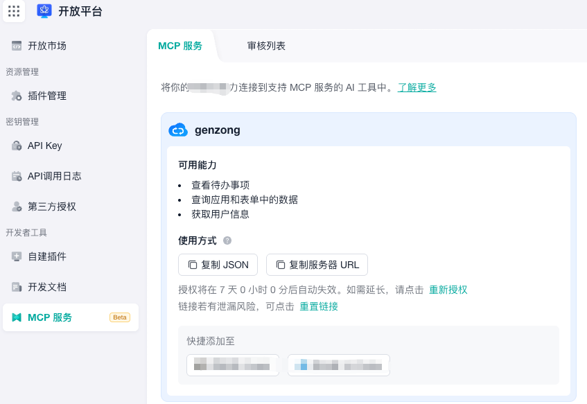 开放平台 MCP 服务